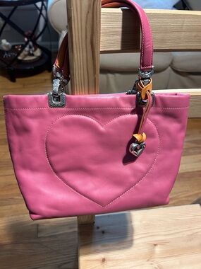 Brighton Pink Heart Tote with Yellow Charm Accents